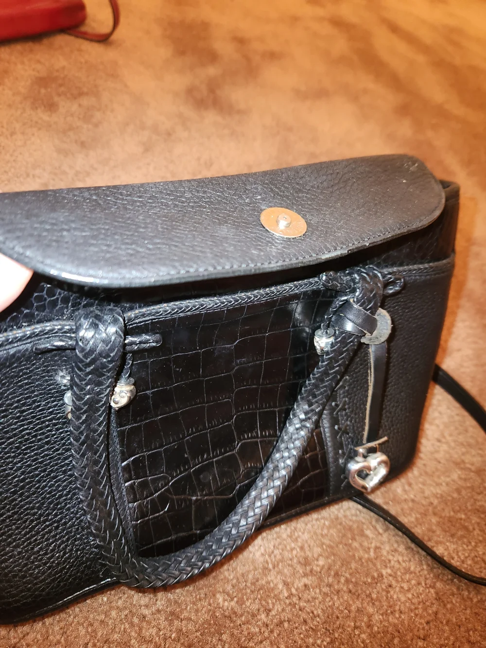 Brighten Black Women's Satchel Handbag with Heart Charm
